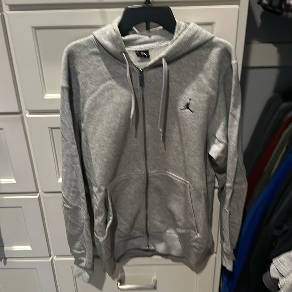 AIR JORDAN Full Zip Gray Hoodie Sweatshirt Size Medium